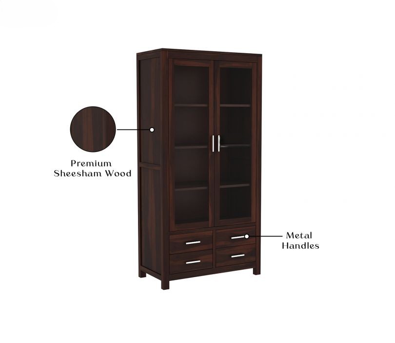 dakshyani sheesham wood glass display bookshelf with drawers dakshyani sheesham wood glass display bookshelf with drawers