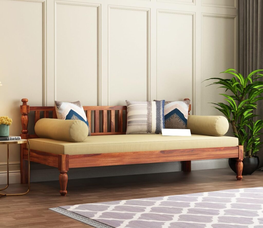 Dakshyani Sheesham Wood Diwan Bed with Turned Legs