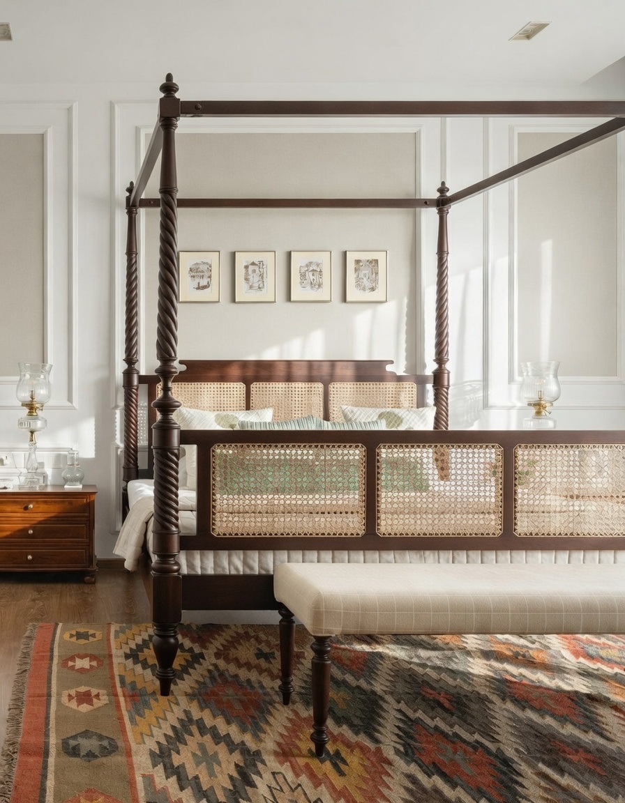 dakshyani sheesham wood four poster cane weave bed dakshyani sheesham wood four poster cane weave bed